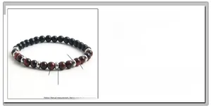 Detailed size specifications for the natural tiger eye and matte stone beaded bracelet
