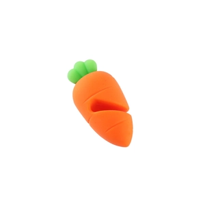 Silicone carrot lid lifter for pot spill prevention in orange and green color