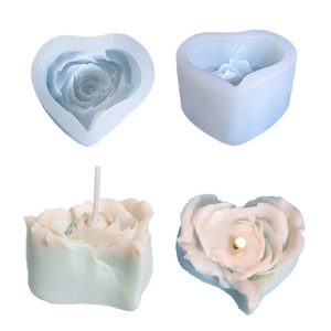 Herz Rose Silikonform Für DIY Duftkerzen Aromatherapie Gips Seife Herstellung Flexibles Blumen Design