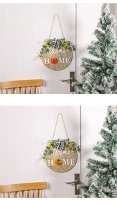 Detail showing interchangeable holiday icons for the rustic wooden Home welcome sign