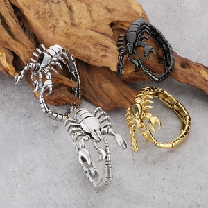 Scorpion Bracelet Men Stainless Steel Bangle Streetwear Punk Gothic Animal Jewelry Hinged Metal Wristband