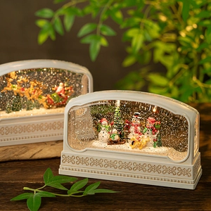 Christmas Snow Globe Water Lantern With Music LED Swirling Glitter Santa Snowman Tabletop Holiday Home Decor Gift