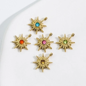 Star-shaped 14k gold-plated stainless steel pendants with multi-colored zircon stones