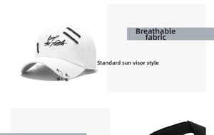 Close-up of white breathable cotton baseball cap with iron rings and faith embroidery