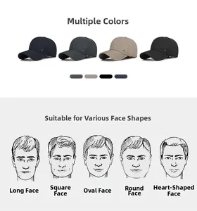 Business sport baseball caps in four colors with a face shape matching guide for men