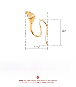 Size specifications of vintage gold snake earrings made of premium 4.1g copper