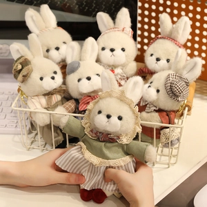 Portachiavi Coniglietto Di Peluche Con Orecchie Lunghe Bambola Animale Imbottita Ciondolo Per Borsa Giocattolo Stile Pastorale