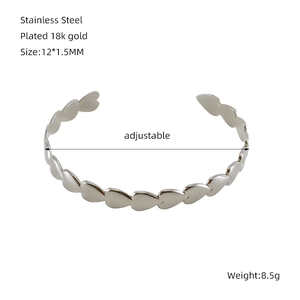 Detailed specs of adjustable silver stainless steel heart ring with 18k gold plating info