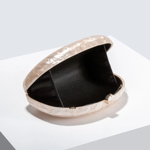 Elegant off-white pearlescent acrylic clutch bag for evening parties and weddings