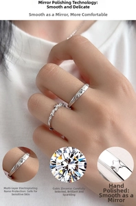 Detail of S925 silver couple rings featuring cubic zirconia and star engravings