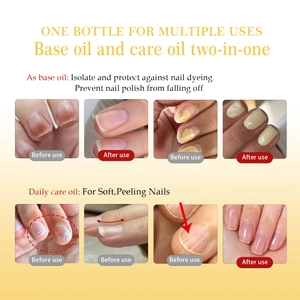 Comparaison d'huile pour ongles montrant le traitement fortifiant pour ongles abîmés