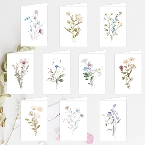 Watercolor Floral Greeting Cards With Kraft Envelopes For Birthday Mothers Day Anniversary Graduation Cardstock Artistic