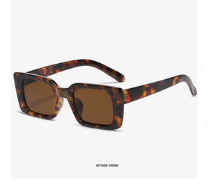 Detailed 45-degree side view of vintage tortoise shell square frame sunglasses