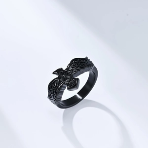 Vintage Nordic Celtic knot eagle ring in matte black stainless steel for men