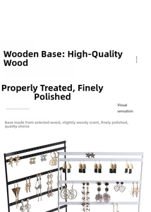 Five-tier metal jewelry stand with 100 holes and premium wooden base for earring storage