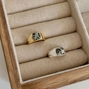 French style 925 sterling silver zebra jasper signet rings in gold and silver finish