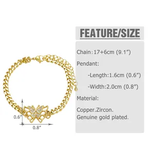 Detail showing dimensions of heart butterfly pendant with 17+6cm adjustable chain size
