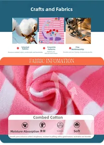 Détail du tissu en maille rayé rose et blanc avec broderie de dinosaure pour filles
