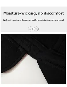 Close-up of the widened sweatband inside the thick winter baseball cap for men
