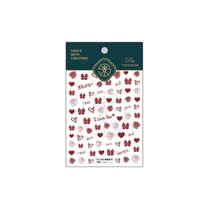3D embossed nail art stickers with red roses and butterfly bows model TS-1345