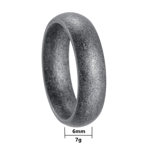Retro 6mm wide stainless steel ring for men with vintage matte silver finish and texture