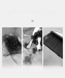 Detail showing floor hair buildup and pet fur tangles solved by the broom set