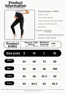 Tabella delle taglie per i leggings da yoga premaman con misure di vita e fianchi
