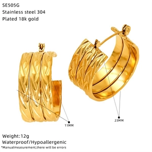Minimalist twisted gold titanium earrings with size 11x23mm and product specifications