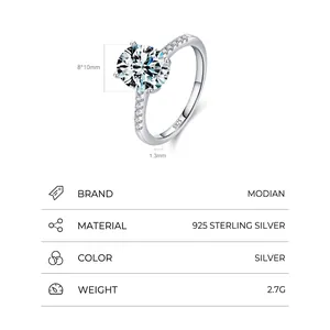 Luxurious S925 sterling silver ring featuring a sparkling 8x10mm round zircon stone