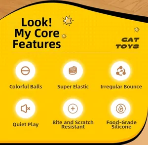 Features of the elastic cat toy ball with food-grade silicone and silent bounce design