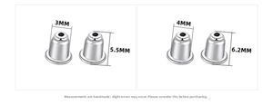 Detailed size comparison of small 3mm and large 4mm S925 silver bullet earring backings