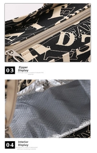 Détail du tissu Oxford imperméable et de la doublure isolante en feuille d'aluminium