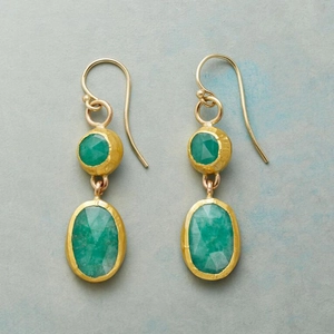 Pendientes Colgantes De Aleación Con Piedra Verde Para Mujer Joyas Boho Vintage Hechas A Mano Con Poste De Titanio