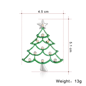 Christmas tree brooch with green hollow frame, colorful rhinestones, size 4.5cm by 5.1cm