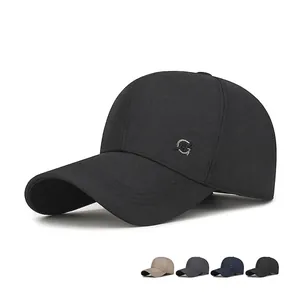 Men Baseball Cap Polyester Sun Protection Adjustable Metal Letter Logo Casual Business Outdoor Hat