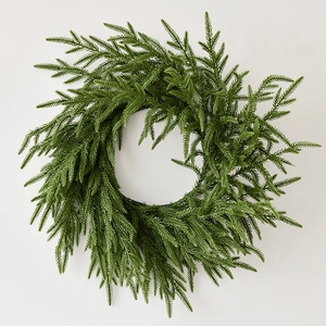 Artificial Christmas Wreath Norfolk Pine Realistic Greenery Hanging Garland For Front Door Wall Holiday Party Decor PE Plastic