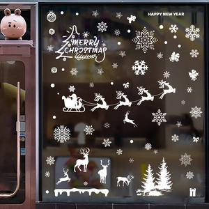 Stickers de fenêtre de Noël avec Père Noël, rennes et flocons pour décoration festive