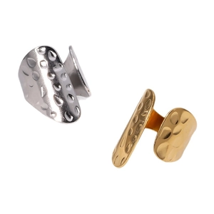 Minimalist hammer texture open ring in gold and silver finish stainless steel