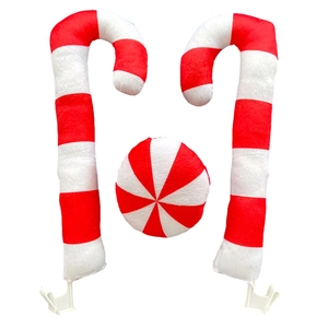 Christmas car decoration set with plush candy canes and red dot nose for holiday styling