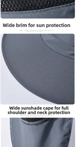 Macro view of breathable mesh and high-density stitching on grey outdoor sun hat