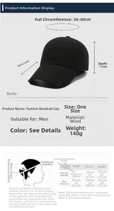 Size chart showing baseball cap dimensions and head circumference measuring guide