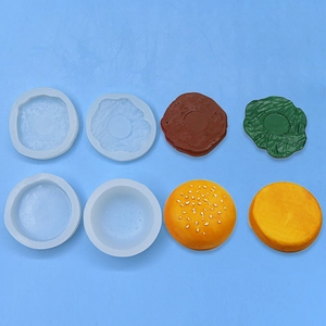 Creative 4-layer hamburger silicone mold set for DIY cake mousse and resin craft making