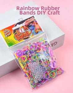 DIY loom bands kit with 600 colorful rubber bands, S-clips and plastic weaving tools