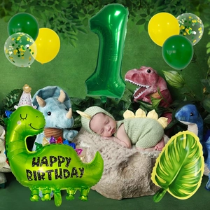 Kit de ballons dinosaure chiffre 1 vert pour décoration de premier anniversaire forêt