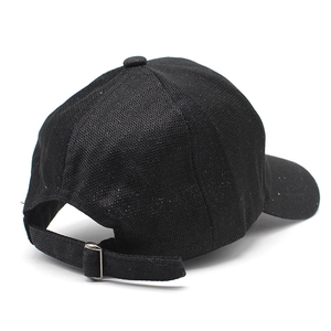 Adjustable black sequin baseball hat for women with shiny glitter texture and metal buckle