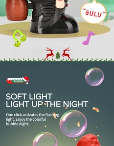 Detail of Christmas bubble machine with flashing lights and festive decorative elements