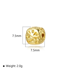 7.5mm 18k gold plated square textured slider beads for DIY jewelry making and necklaces