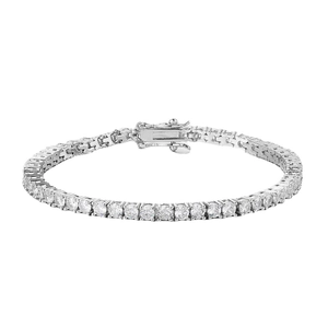 Bracciale tennis classico placcato oro con zirconi e chiusura pieghevole di sicurezza
