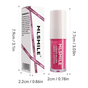 Fard à joues liquide longue tenue rose scintillant avec dimensions précises du produit