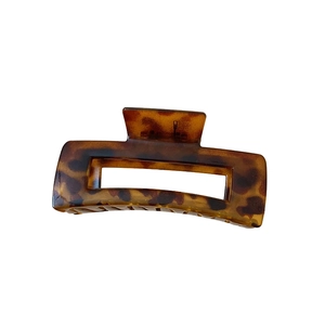 Classic leopard tortoiseshell rectangular hair claw clip for elegant women styling